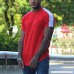 Mens T Shirt Donci Fashion Contrast Color Round Neck Slim Casual Stitching Two-Tone Fitness Summer Tees Red B07PV9CCXV